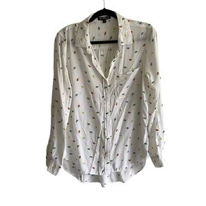 VELVET HEART Umbrella Print Button Front Blouse White M